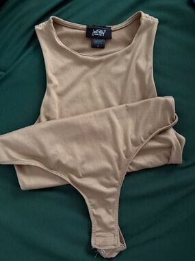 JustFab Sleeveless Thong Bodysuit - Beige Nude